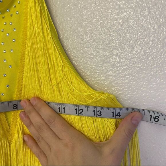 Weissman Dance costume yellow sassy fringe dress Spice Up Your Life 14130 XLC - Picture 11 of 13